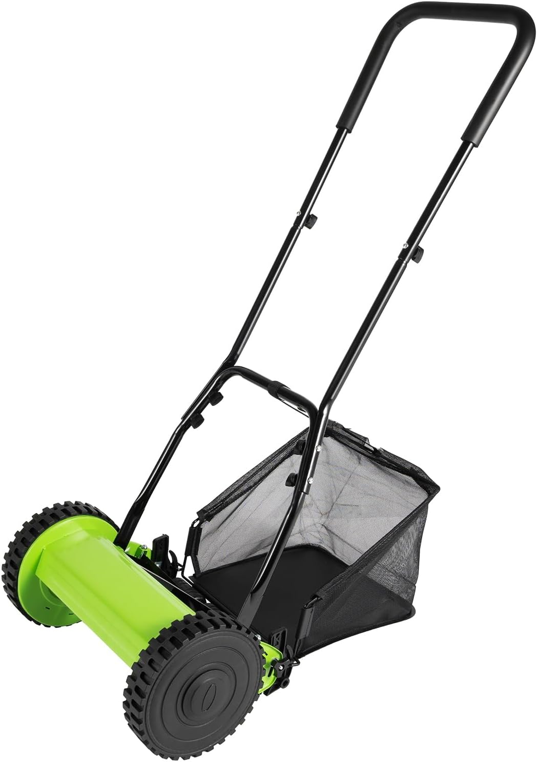 12'' 5-Blade Manual Push Reel Mower Freestanding Hand Push Lawn Mower 2-in-1 Function Wheeled Lawn Mowers with Grass Catcher for Homes Park Landscaping Backyards