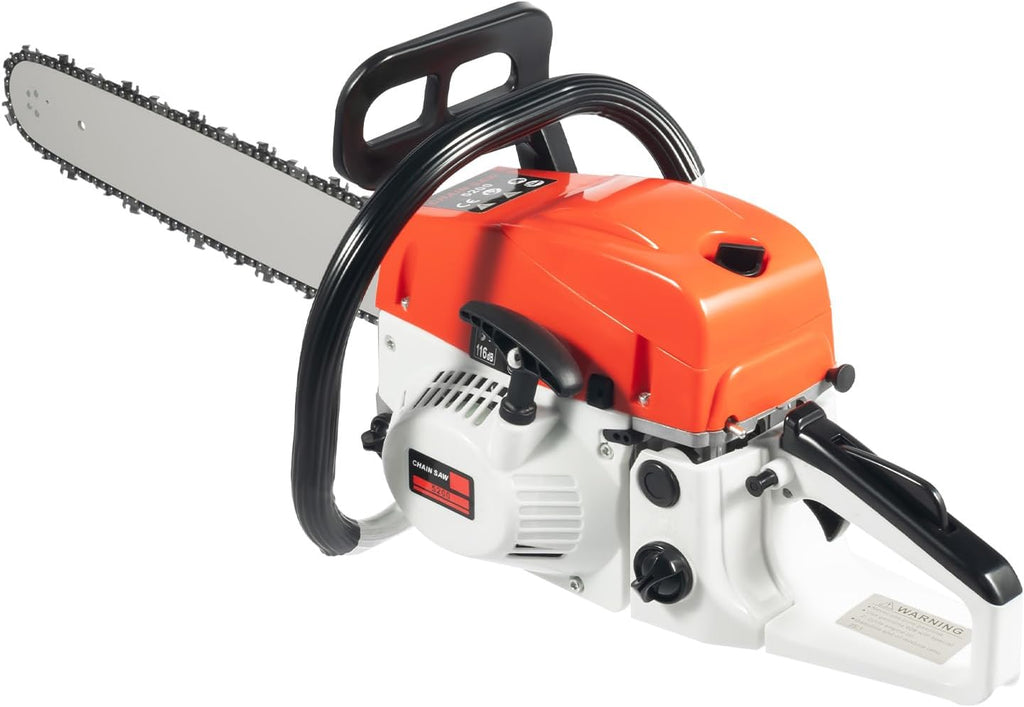 20 Inch Gas Powered Chain Saws 52CC Single Cylinder 2 Stroke Gasoline Chainsaw Self-reset Pull Start Handheld Gas Chainsaw Air-cooled for Forest Felling Tree Pruning Wood Cutting