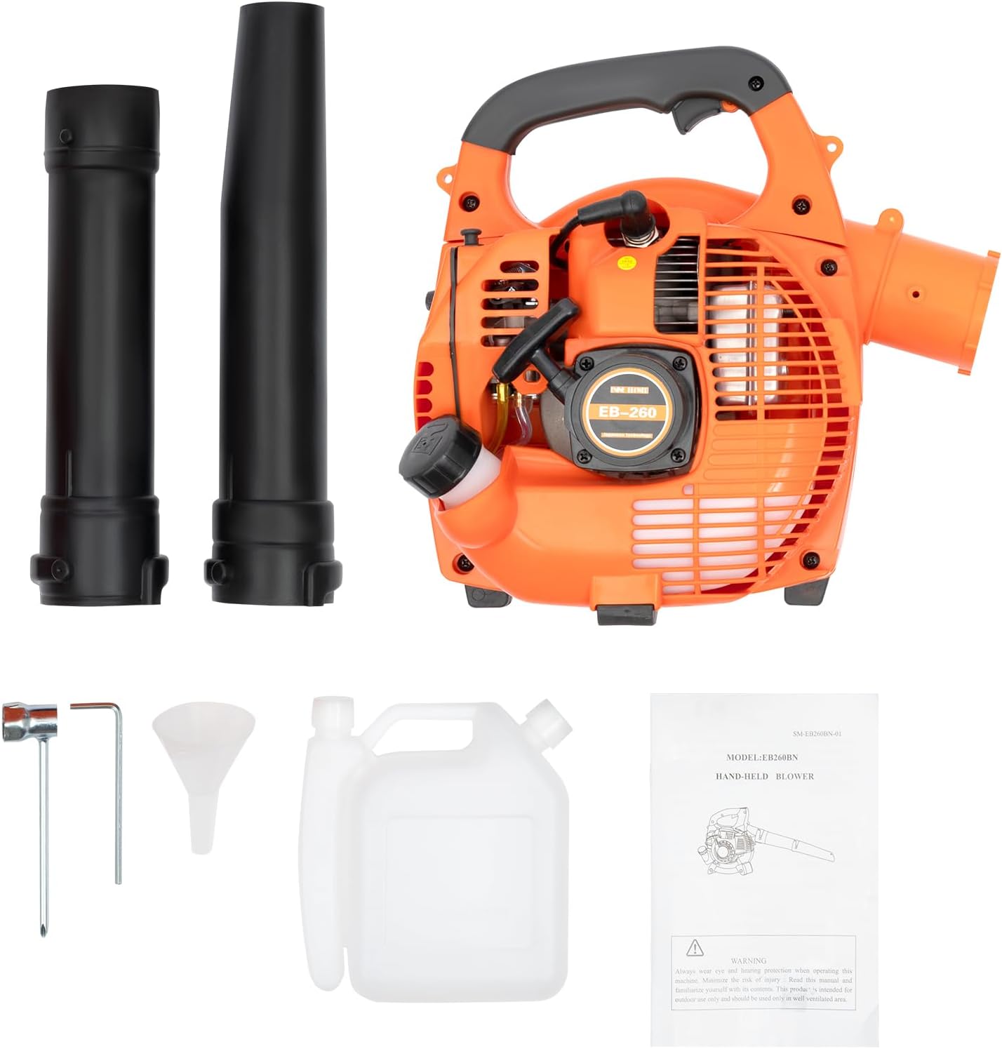 2 Stroke Engine Gas Leaf Blower Hand Pull Start Gas Blowers for Lawn Care 7000 RPM Electronic Ignition 25.6'' Handheld Gas Powered Leaf Blower for Snow Removal Road Crushed Stones Removal