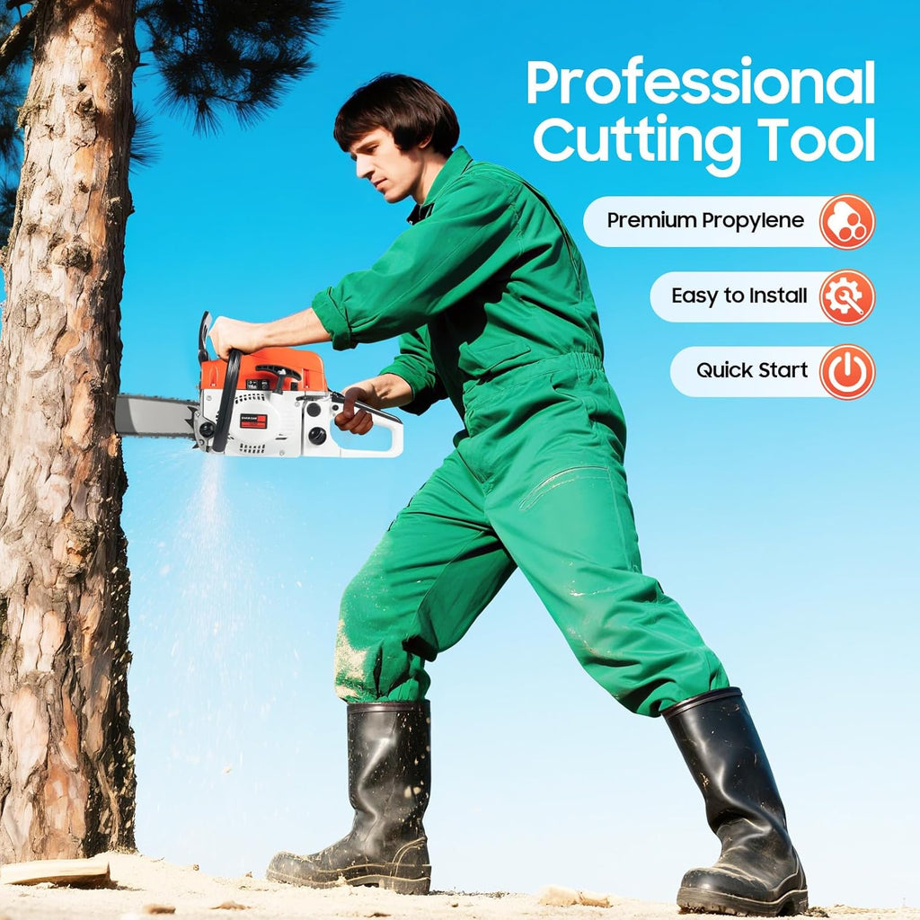 20 Inch Gas Powered Chain Saws 52CC Single Cylinder 2 Stroke Gasoline Chainsaw Self-reset Pull Start Handheld Gas Chainsaw Air-cooled for Forest Felling Tree Pruning Wood Cutting